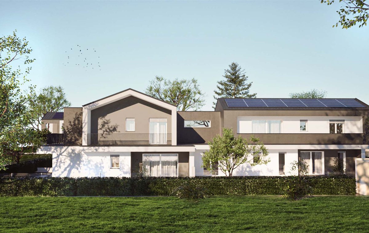 Vista frontale del progetto residenziale Pionca